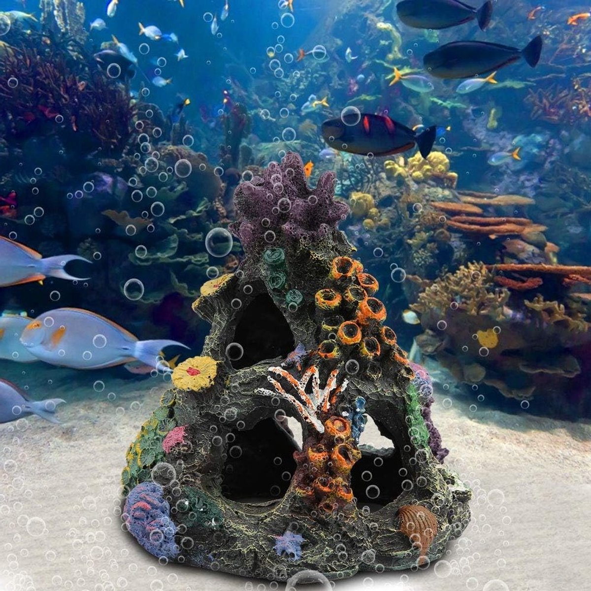 Natuurlijke Aquariumdecoratie met Grotten en Bergen voor Betta en Cichliden - Ideaal voor Verstopplekken en Creatieve Inrichting