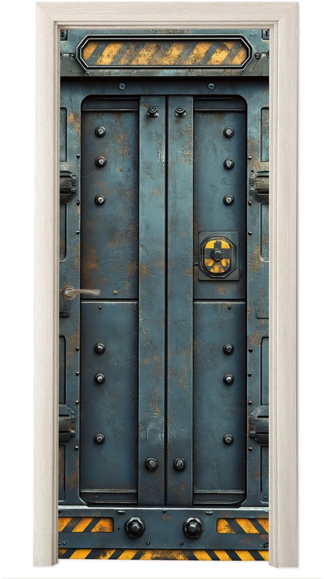 Deurposter 90x235 cm - Deursticker Deur - Escape room - Industrieel - Meubelfolie zelfklevend - Deurfolie woonkamer - Interieurfolie tienerkamer - Kamer decoratie tieners - Game room accessoires - Jongens gaming kinderkamer - Gameroom