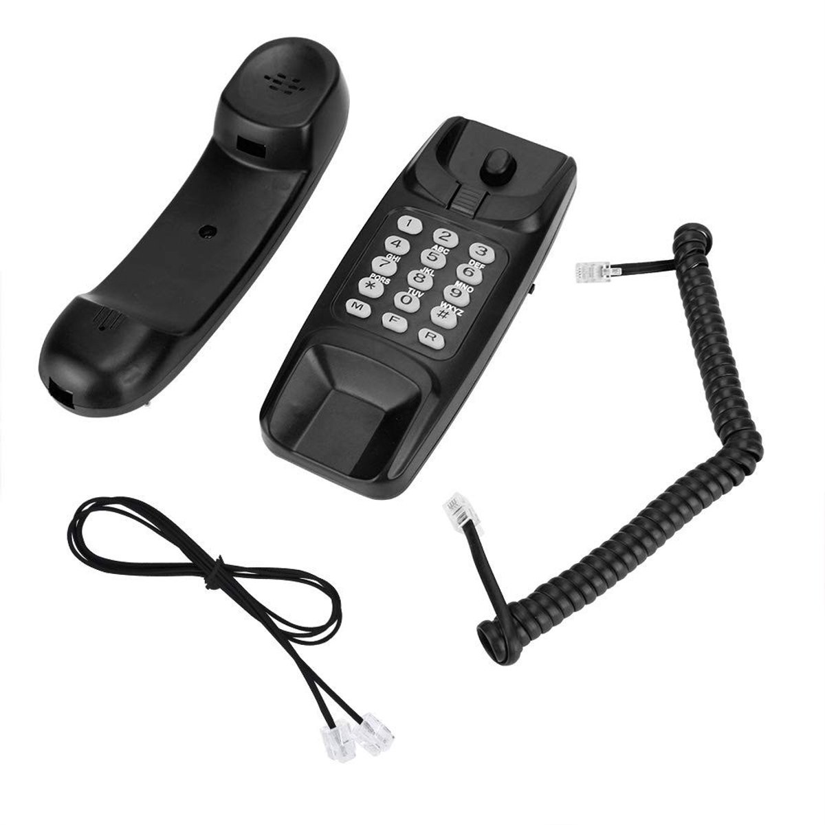 Golden crown - Wandtelefoon - Vaste lijn telefoon - Geschikt voor hotel en gezin - Zwart - Thuistelefoon met rodeel functie - Geen belsignaal