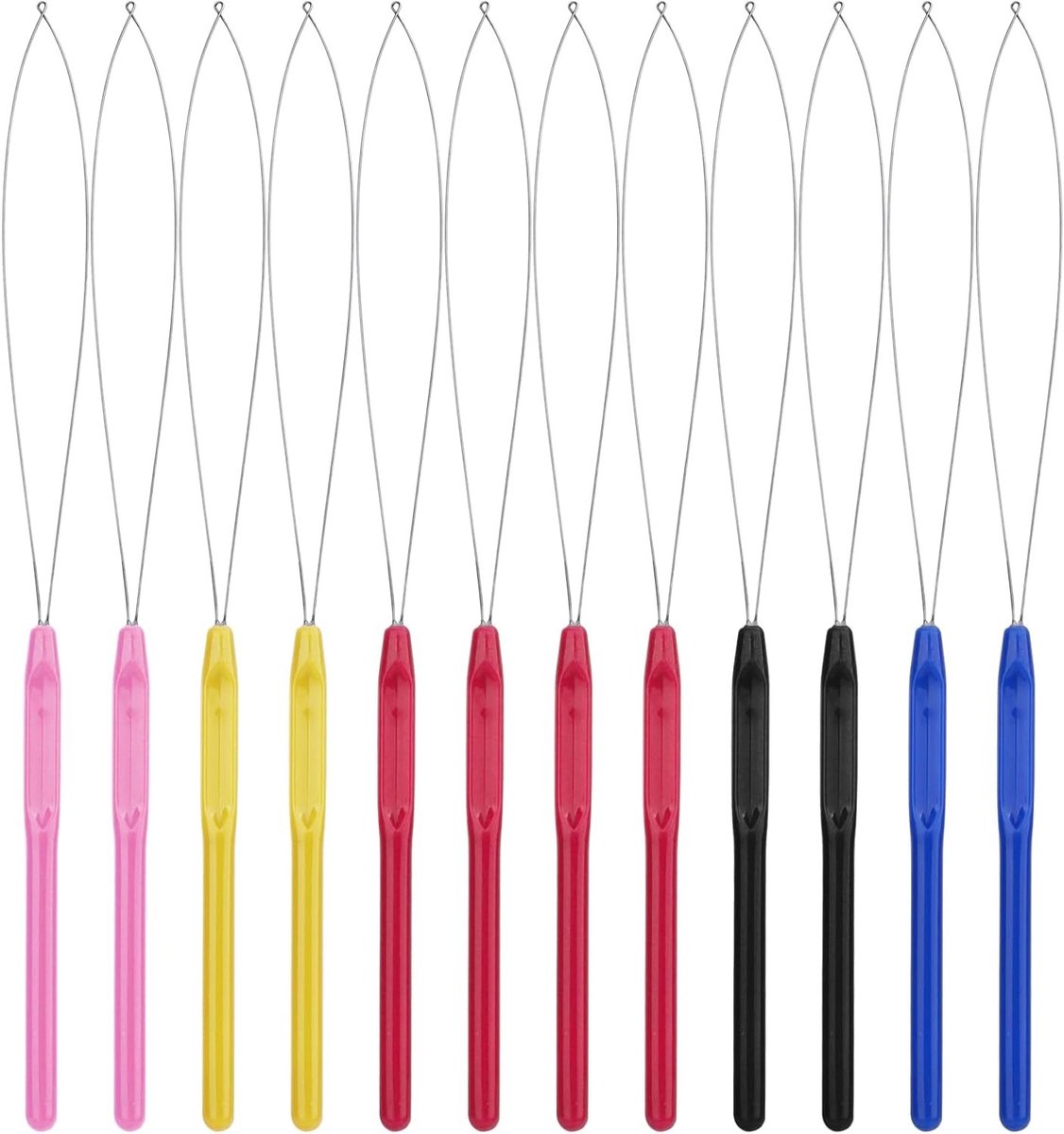 Set van 12 Multikleurige Plastic Haarverlenging Lussen, Naaigerei en Verwijderhaken voor Microlink Haarverlengingen, Haarkleur Accessoires en Kappersbenodigdheden
