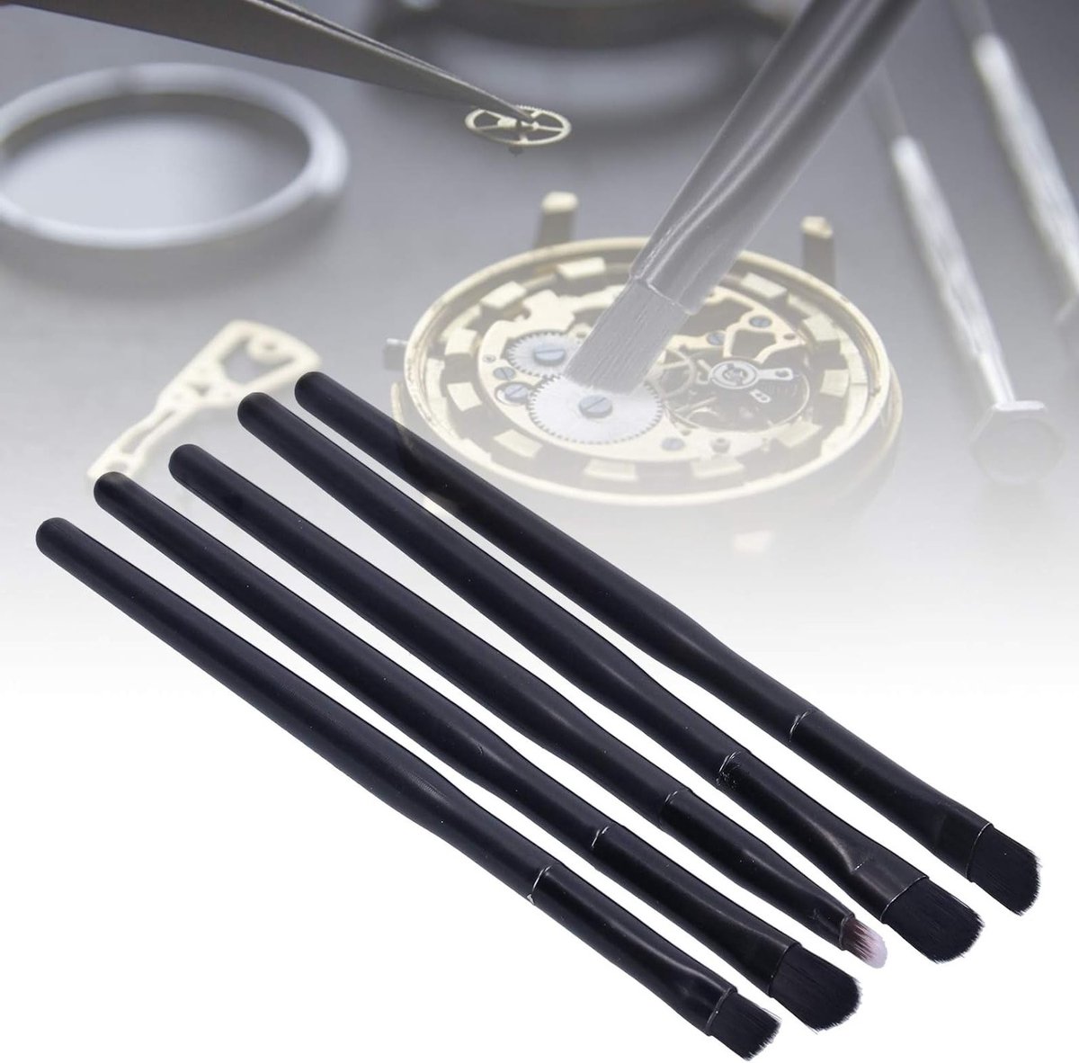 Reinigingsset voor horloges met zachte borstels, ideaal voor het schoonmaken van horlogeonderdelen en kleine mechanische onderdelen