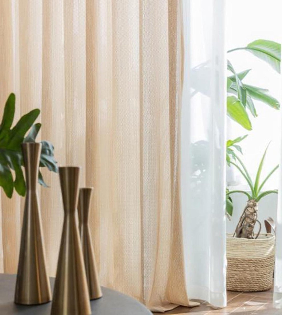 Vitrage Gordijnen - Voile Panelen - Raamdecoratie - Ingestanste Ringen - H183 x B132 cm -