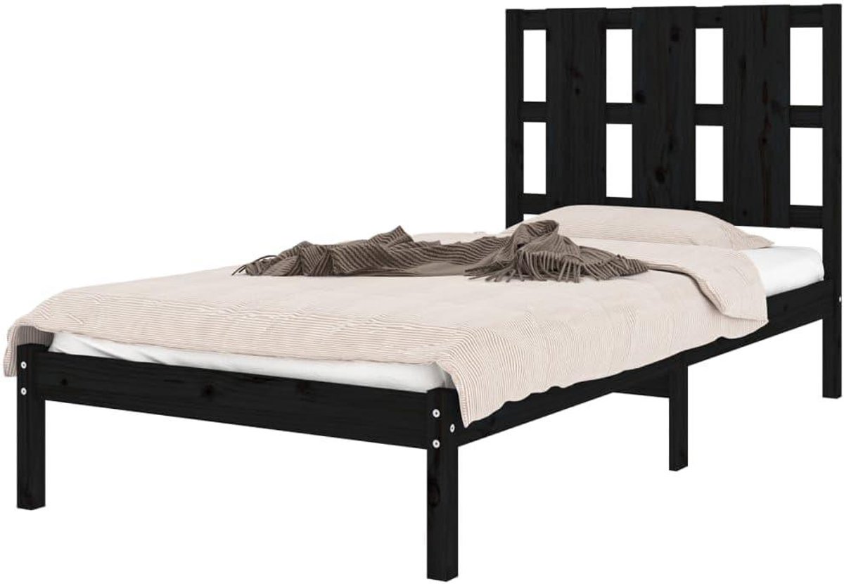 Houten Bedframe - Ledikant Dennenhout - Moderne Slaapkamer - Massief Grenenhout - 100x200 cm - Zwart