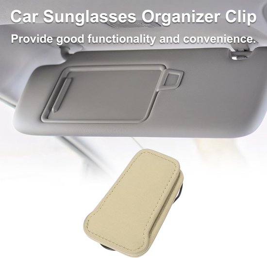 Zonnebril Clip Auto - Brillenhouder Zonneklep - Veilig Opbergen - Magnetisch Design - 8.5x4.5cm - Beige van Merkloos — afbeelding 3
