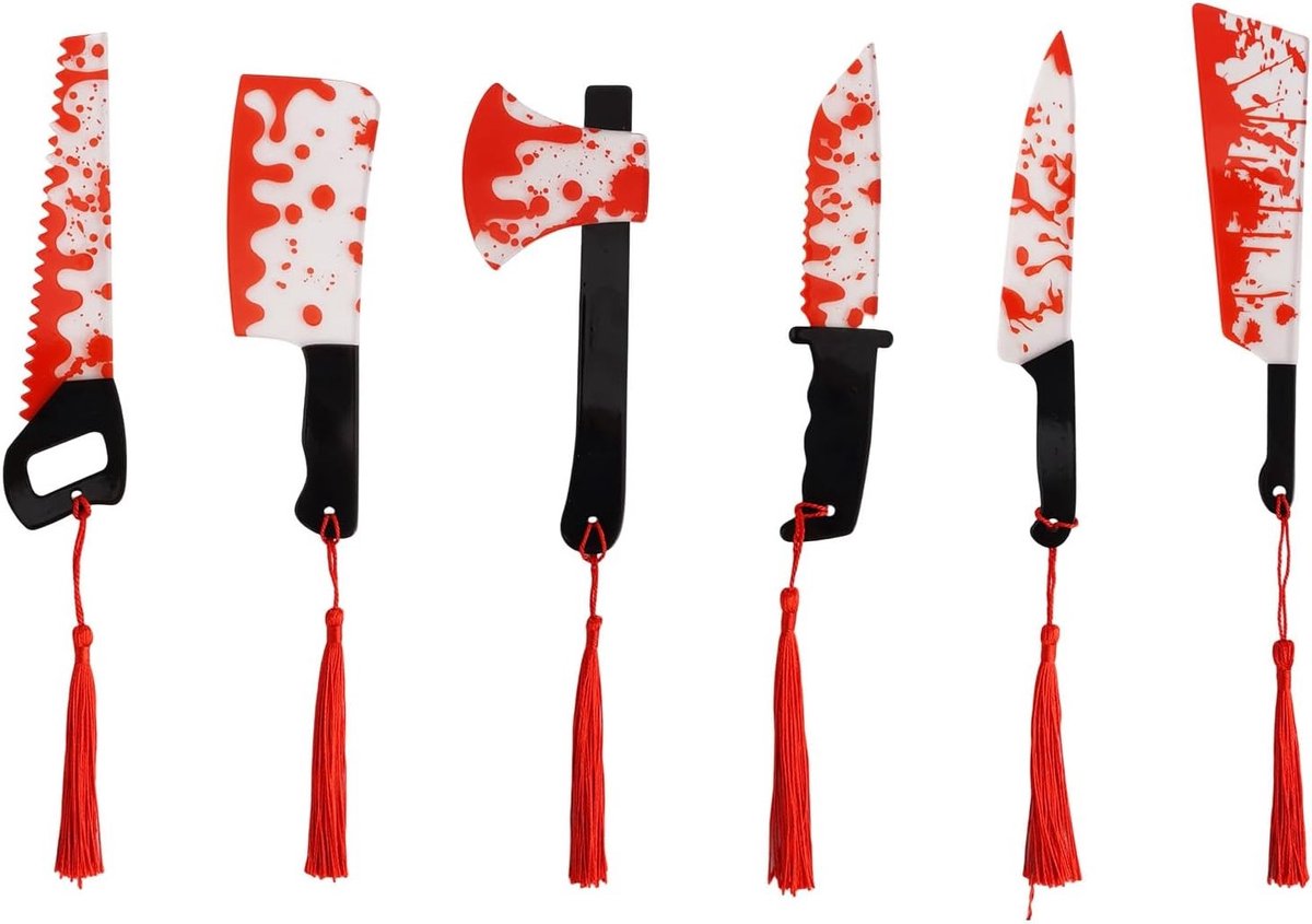Halloween Bladwijzers Set - Bloedig Mes Boekenleggers met Rode Kwastjes - Gothic Paginahouders voor Halloween Feest - Boekenliefhebbers Cadeaus