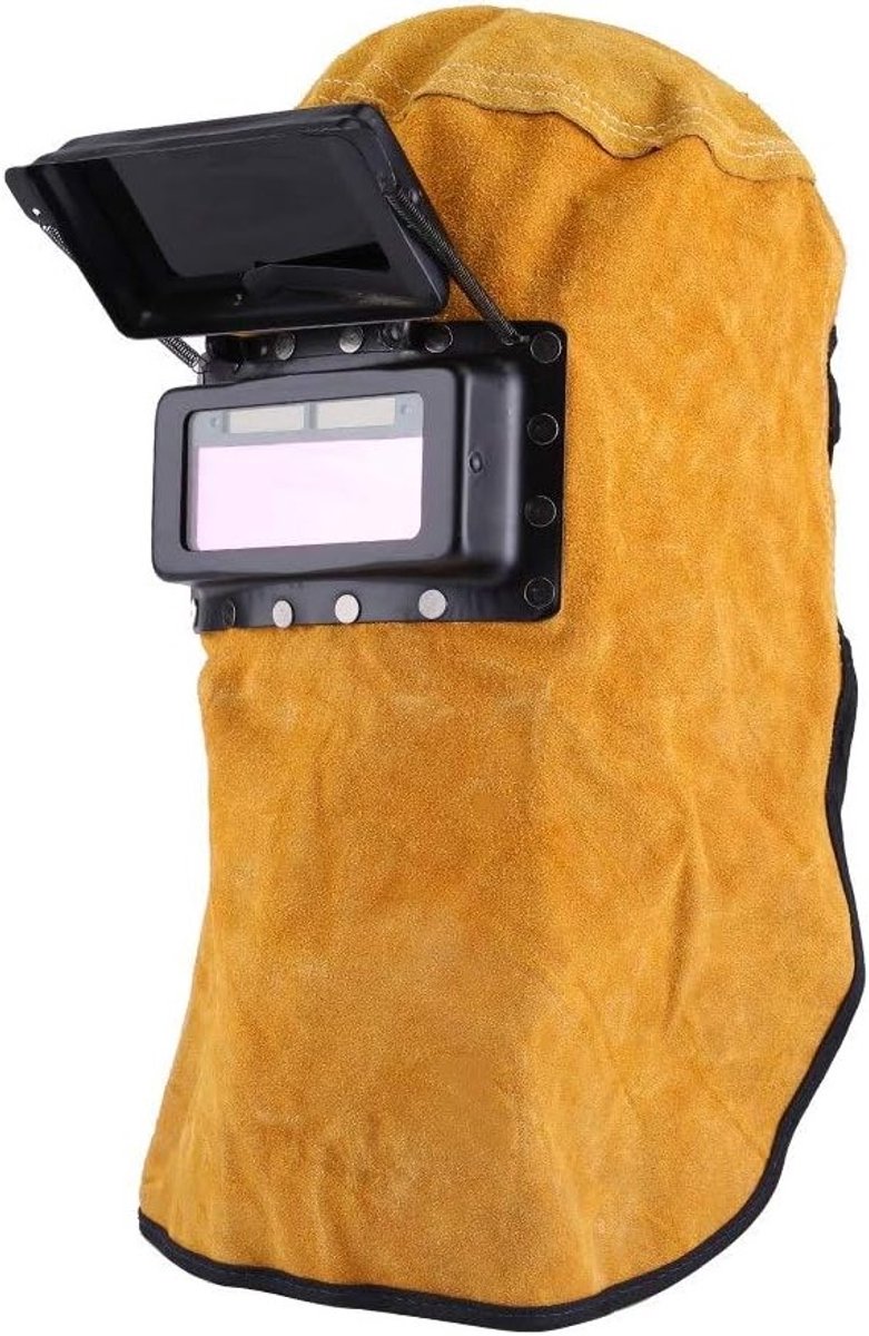 Duurzame lashelm met automatisch donkerende filterlens, leer, hoge kwaliteit en comfort