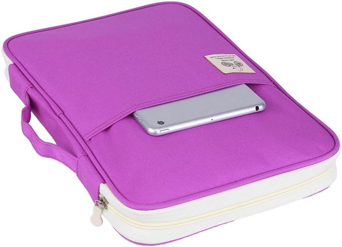 Waterdichte A4 Documentfolder met Rits en Veel Compartimenten voor Smartphone, Tablet en Notitieboek, 35 x 25 x 3.5cm, Lilac, Perfect voor Organisatie en Reizen