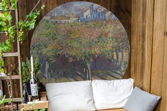 Cercle de jardin Les tilleuls à Poissy - Tableau de Claude Monet - 150x150 cm - Affiche de jardin ronde - Extérieur