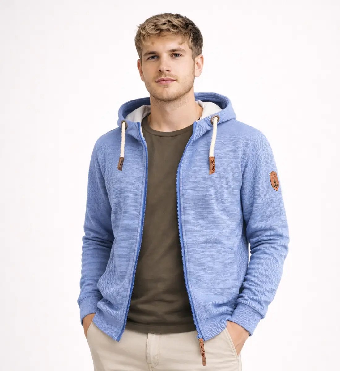 Lizzard Sports Zeus Hoodie Heren Jeans Milans Milans - Maat 4XL - Hoodie met Rits en Steekzakken - Sweatvest met Capuchon - Zomer Sweater Heren
