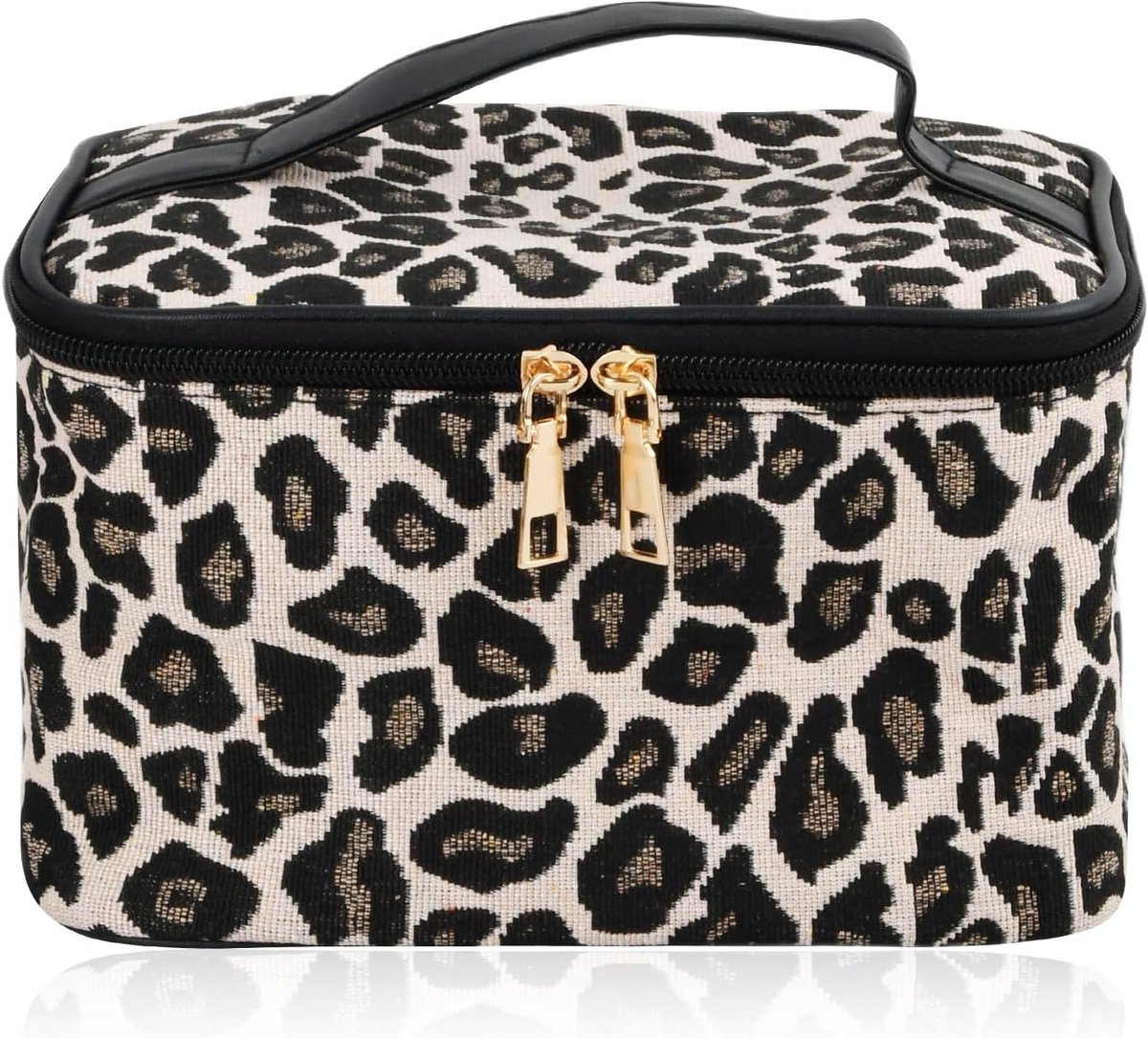 Grote Capaciteit Make-up Tas voor Reizen - Toilettas en Cosmetica Organizer voor Vrouwen en Meisjes, Bruin, Modern, 21x14x12cm