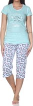 Normann dames capri pyjama korte mouw pyjama met dierenprintmotief – ook in grote maten