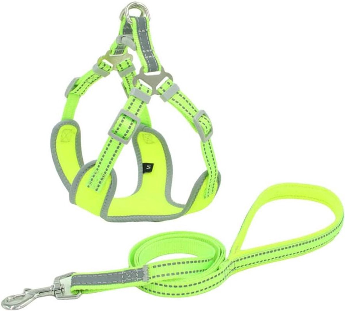 Hondentuig met Lijn - Honden Harnas - Veilige Wandelingen - Reflecterende Strips - XXS - Groen
