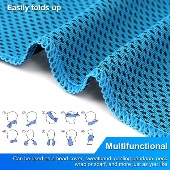 Verkoelende Handdoek - Zweetdoek - Sporten en Reizen - Directe Koeling - 30x100 cm - Lichtblauw — afbeelding 5