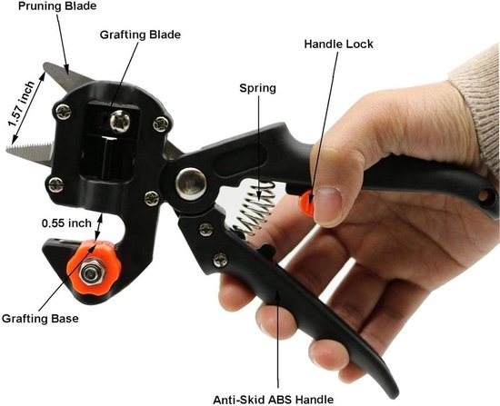 Entschaar Tuingereedschap Set - Snoeigereedschap Planten - Takken Vermeerderen - 3 Vervangbare Snijgereedschappen - 5-14 mm - Zwart — afbeelding 4
