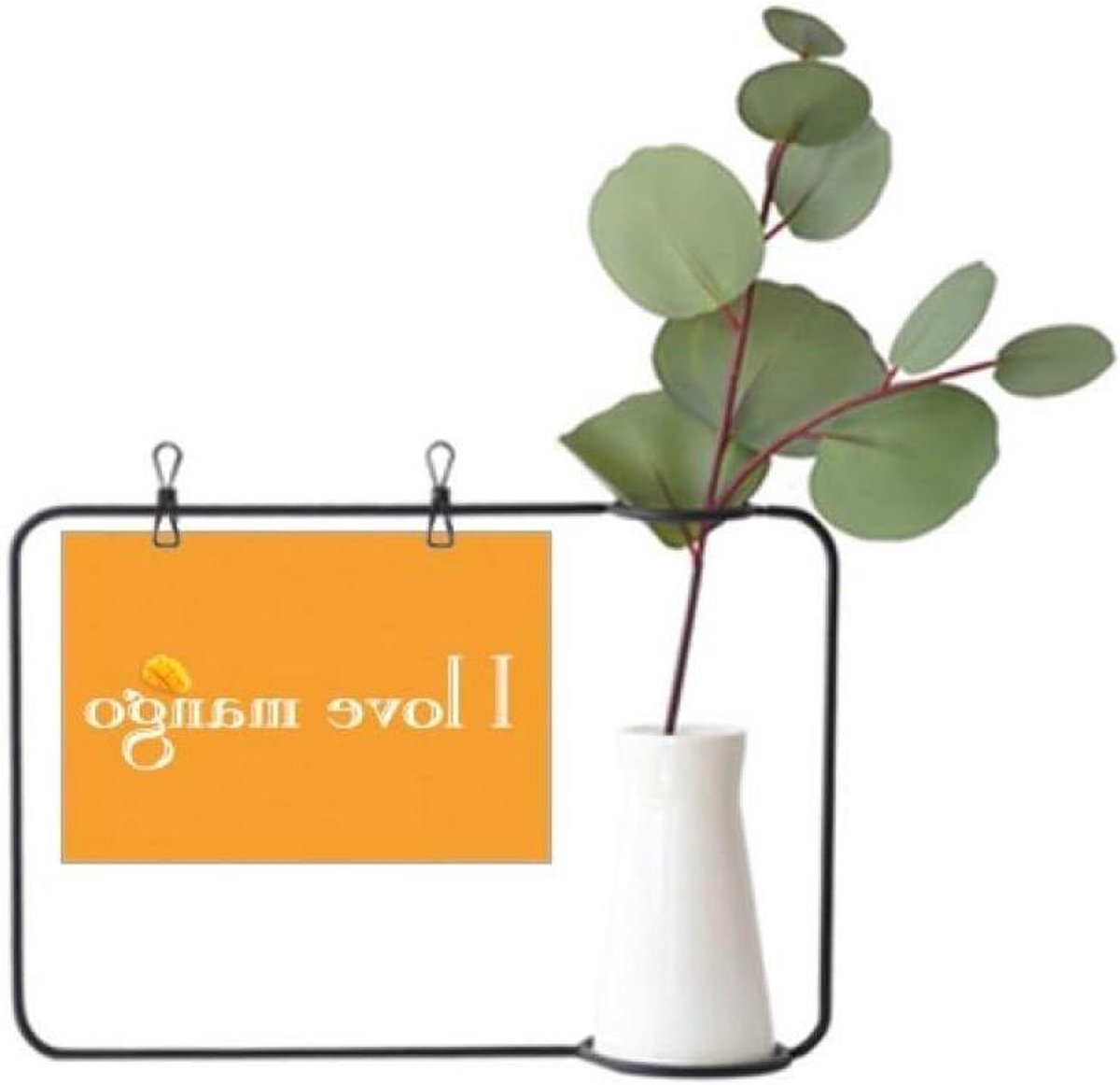 Decoratieve Vaas - Fotolijst Vaas - Woonkamer Decoratie - Inclusief Kunstplant - 25x17cm -