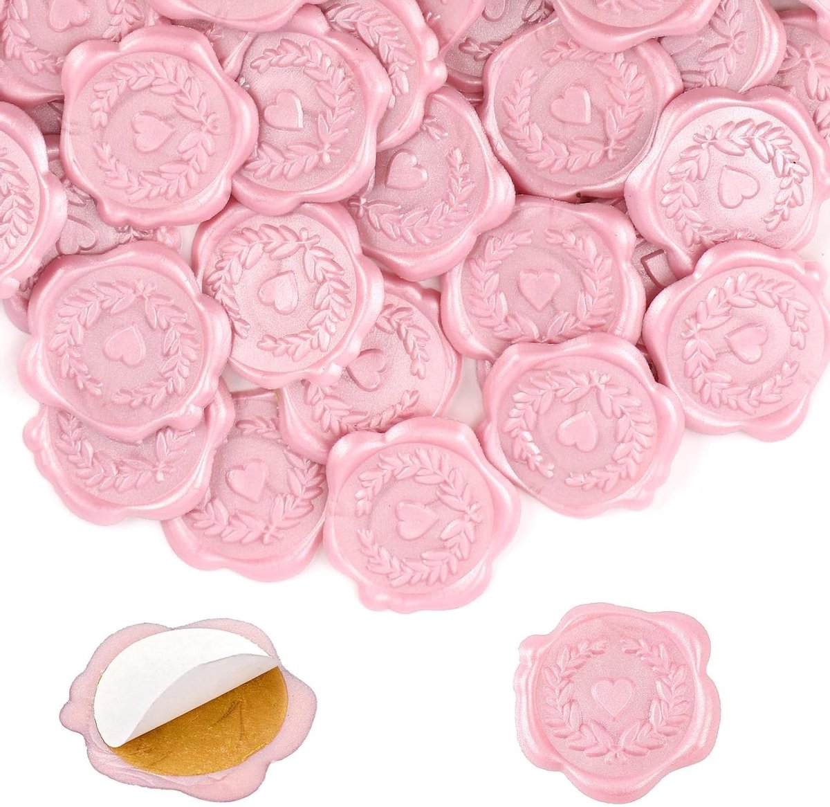50 Stuks Zelfklevende Wax Seal Stickers voor Enveloppen en Uitnodigingen - Perfect voor Bruiloften, Feestdagen en Decoratie (Roze)