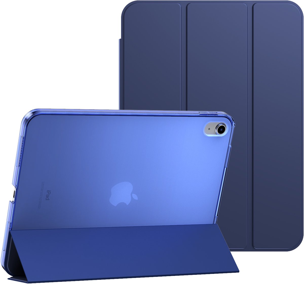 IYUPP Tablet Hoes Geschikt voor iPad 11 2025 A16 / iPad 10 2022 10.9 inch Hoesje - Trifold Bookcase - Auto Sleep/Wake - Hard Back - Donker Blauw