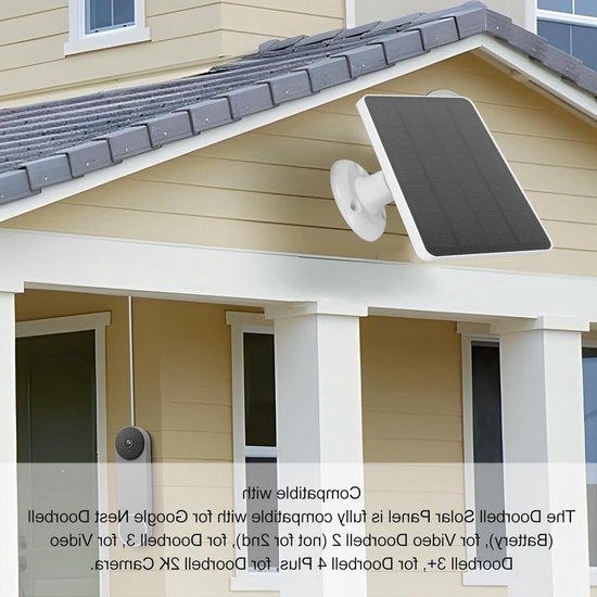 Zonnepaneel 10W voor Deurbel, Oplaadbare Zonne-energie Charger voor Beveiligingscamera's, IP66 Waterdicht, 360° Verstelbare Montage voor Ring en Nest Deurbellen — afbeelding 5