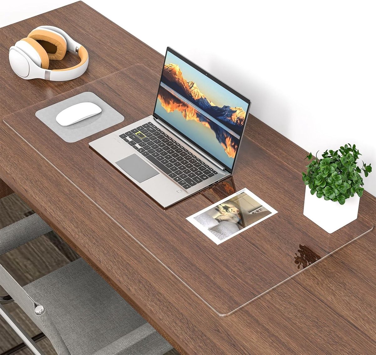 SnelShoppen - Desk Mat 60x40 cm, Transparante PVC Tafelmat met Ronde Hoeken, Waterdichte Antislip Beschermmat voor Bureau en Thuisgebruik