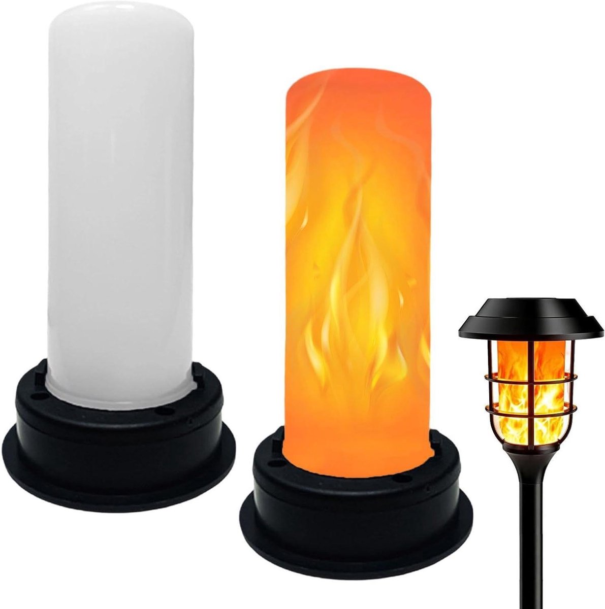 Zonne Lamp - Vlam Effect - Tuin Verlichting - Realistisch Vlam Spel - 7cm Diameter - Zwart