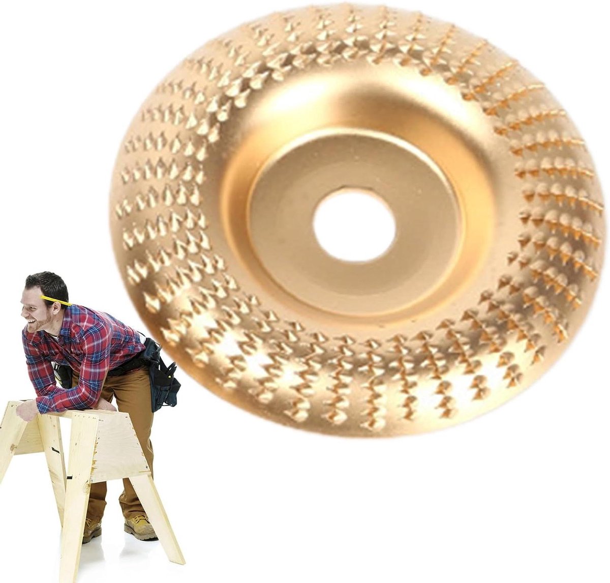 Slijpschijf Haakse Slijper - Houtvormer Carving Disc - Hout Bewerken - Hoogwaardig Koolstofstaal - 10 cm Diameter - Metaal