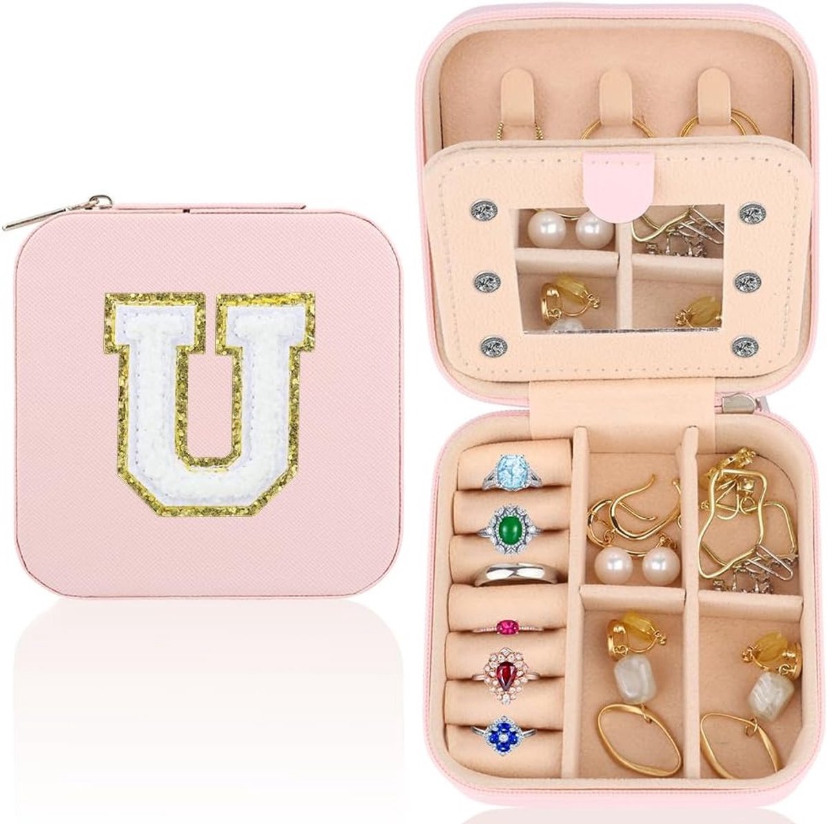 Persoonlijke Reisjuwelenbox, Draagbare Sieraden Organizer met Spiegel, Perfecte Cadeau voor Vrouwen en Moeders, Ideaal voor Verjaardagen en Valentijnsdag
