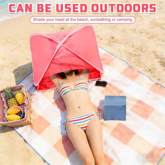 Mini-hoofdtent, strandschelp, pop-up, opvouwbare strandtent voor baby's, uv-bescherming 50, automatische pop-up zonwerende tent voor gezinnen, strand, zonnebaden, kleine huisdieren, roze van MINI — afbeelding 2