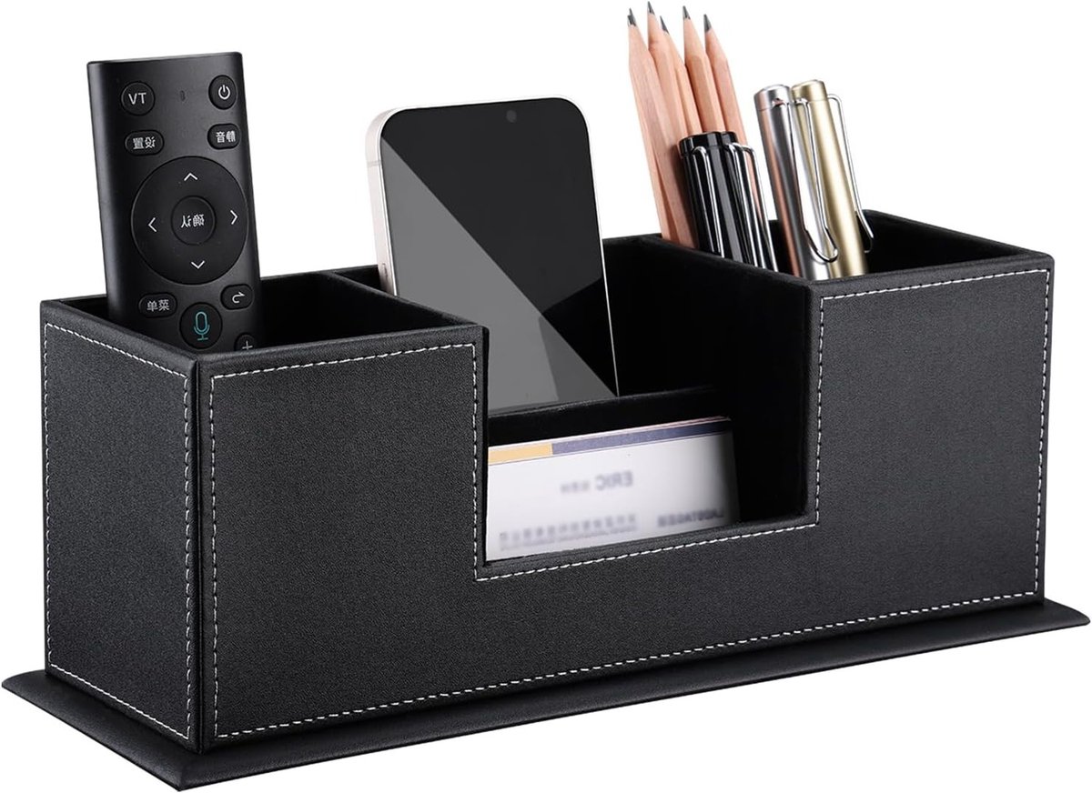 Multifunctionele Pennenhouder voor Bureau, Organizer met Ruimte voor Kantoormateriaal, Zwart