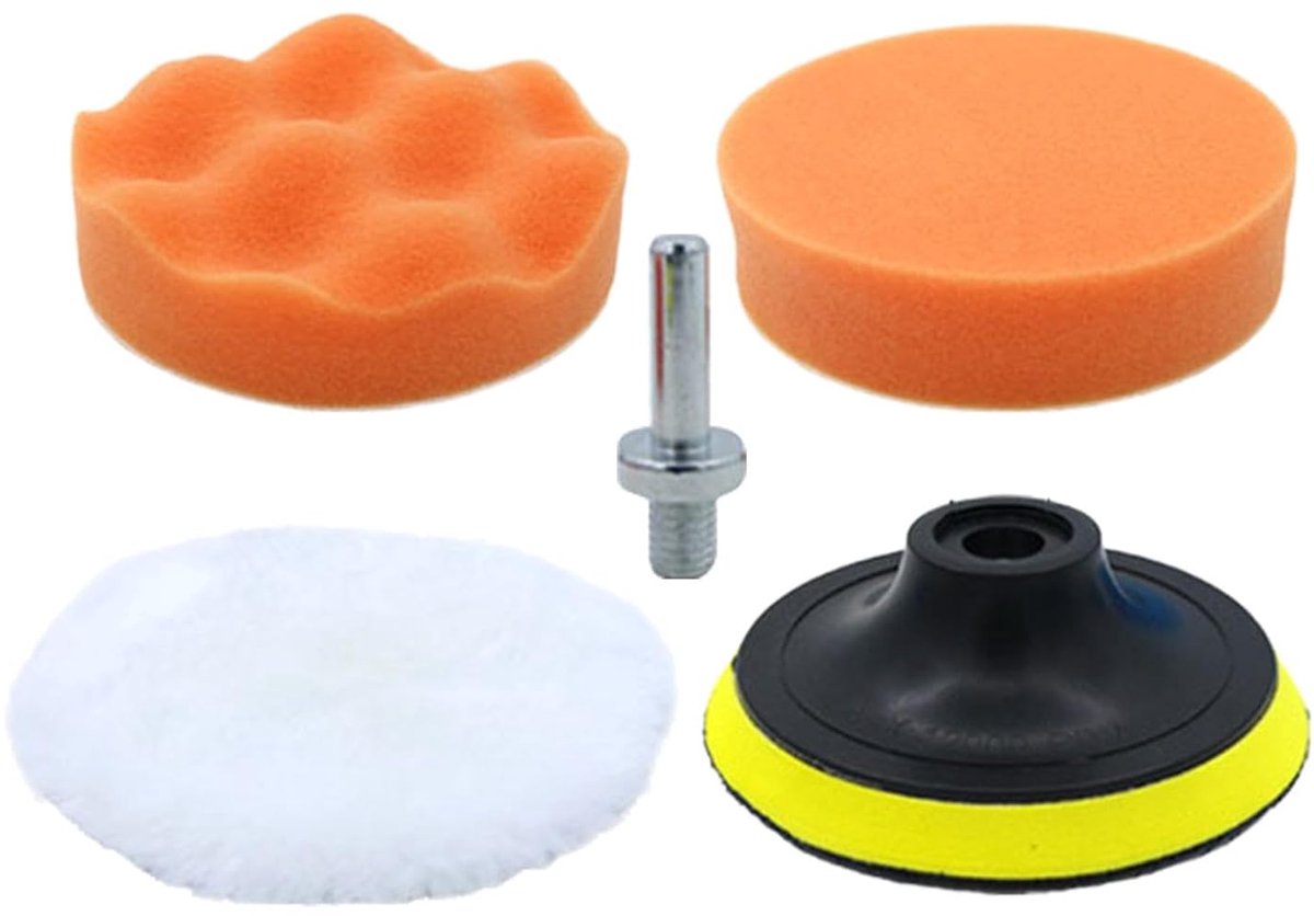 Wax Applicator Pads - Polijstspons Set - Auto Onderhoud - 5 Delige Set - 10 cm Doorsnede - Wit