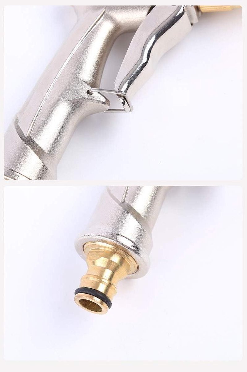 Hoge Druk Water Gun - Reinigingsspuit Tuinspuit - Auto Wassen Tuin Besproeien - Pure Koperen Mondstuk - Verstelbaar - Zilver