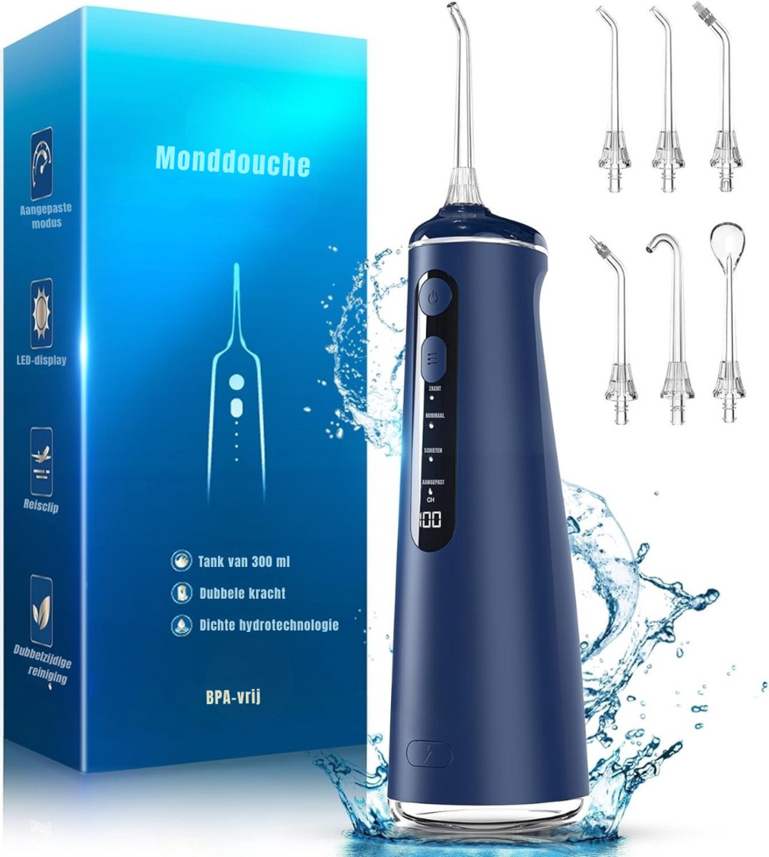 TIM® Monddouche - Waterflosser - Monddouche Waterflosser - Blauw - 25cm x 11cm x 9cm