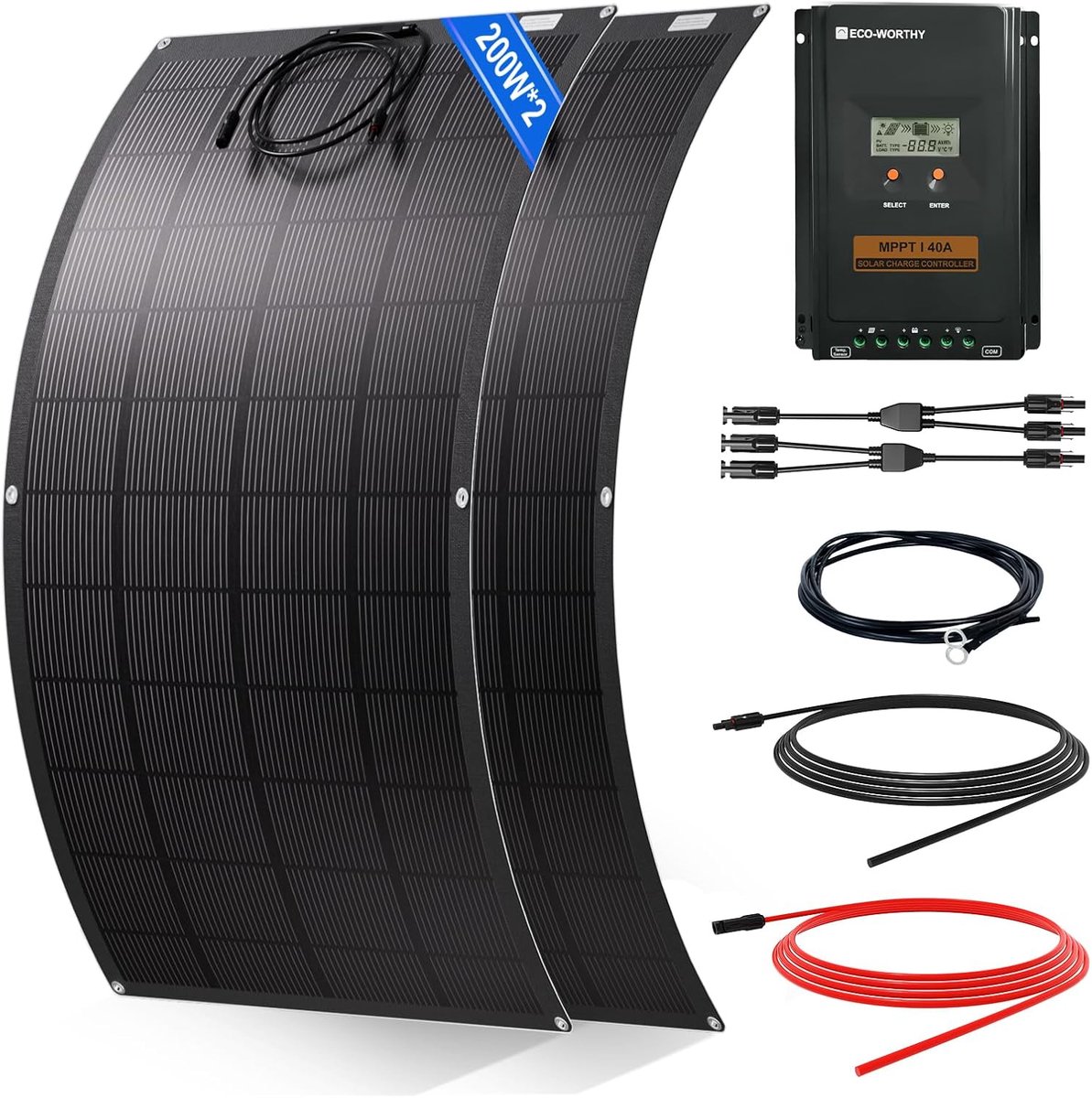 Flexibele Zonnepanelen Kit - Energie Opwekker - Off-grid Stroom - Hoge Conversie Efficiëntie - 400 Watt - Zwart