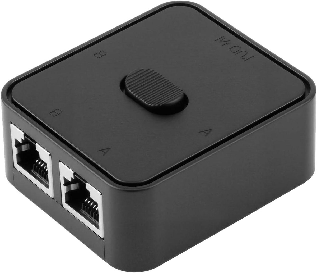 Ethernet Switch - Netwerk Splitter - Netwerk Verbinding - 1000 Mbps Snelheid - 2 Poorten - Zwart