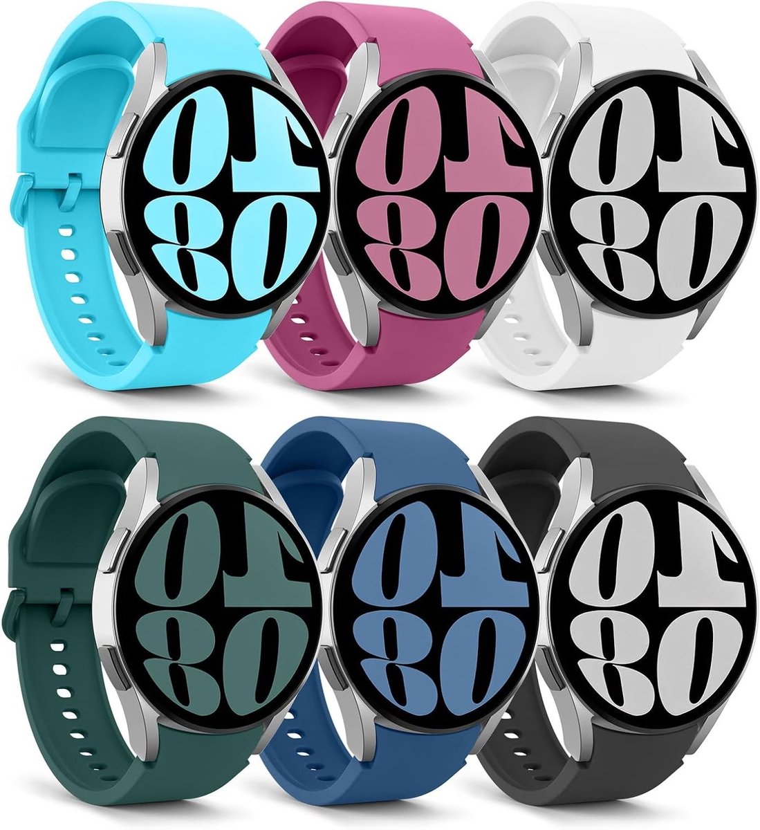 Zachte Siliconen Vervangband voor Samsung Galaxy Watch 7, 6, 5 en 4 - Multi-kleur, 40 mm, 44 mm, 43 mm, 47 mm, Geschikt voor Sport en Dagelijks Gebruik