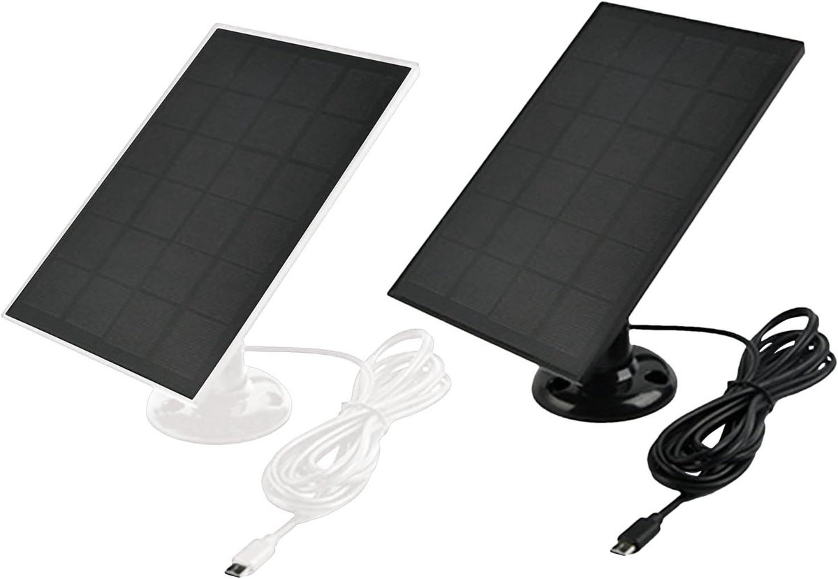 Zonnepaneel - Externe oplader - Camera voeden - 360° verstelbare beugel - 207 x 64 x 136 cm - Zwart