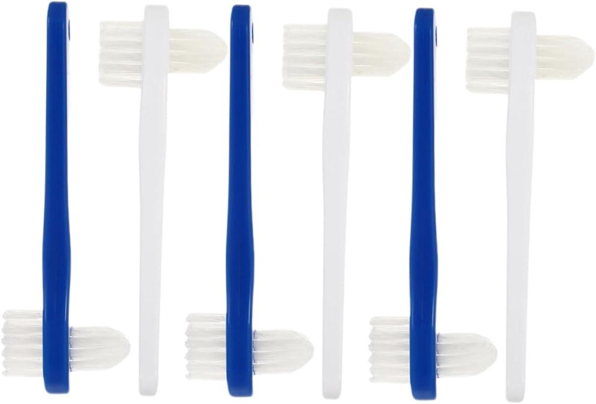 Reis Tandenborstelset - Mondverzorging Hulpmiddel - Kunstgebit Reinigen - Dubbele Kop Ontwerp - 6 Stuks - Diverse Kleuren