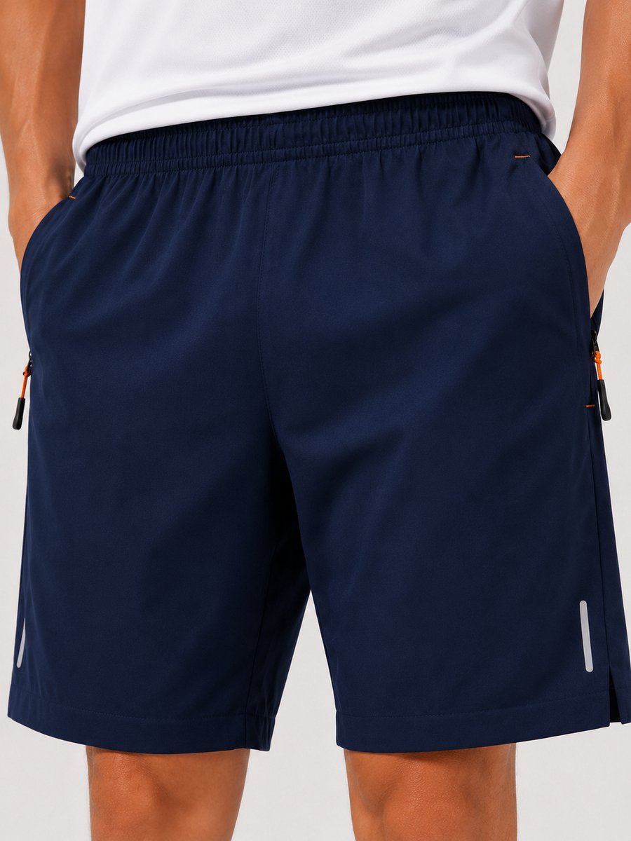 SparkNine Apex fitnesshort - sportbroek - met ritszakken - XXL - blauw - functioneel - sneldrogend & ademend - elastische band met trekkoord