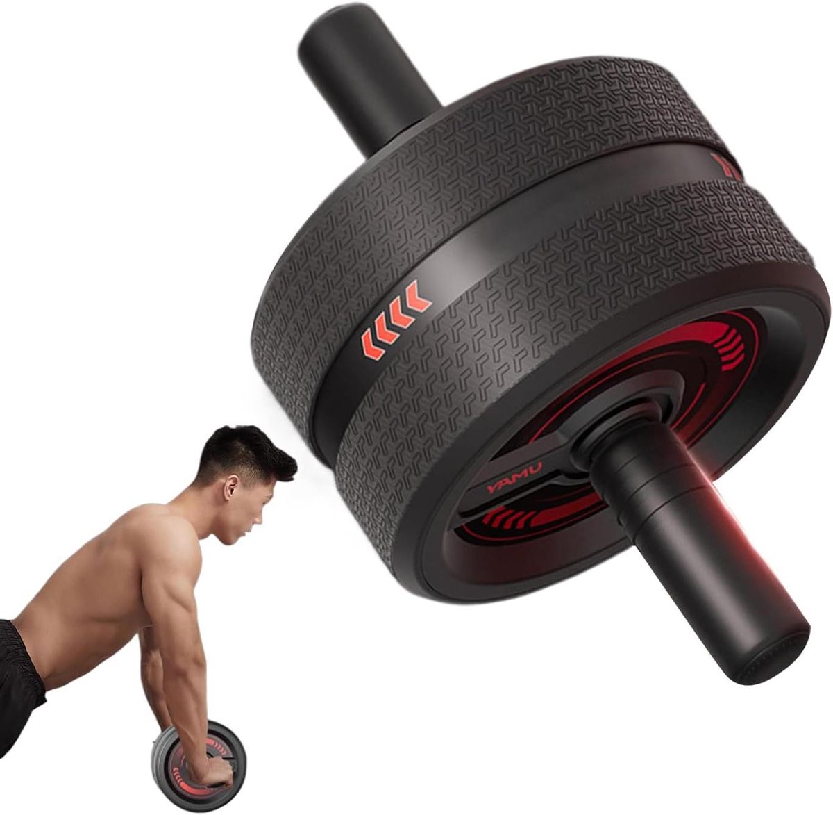 Buikspiertrainer Wiel - Ab Roller Fitnesswiel - Kernspieren Trainen - Verbreed Stabiel Wiel - 18 cm - Zwart