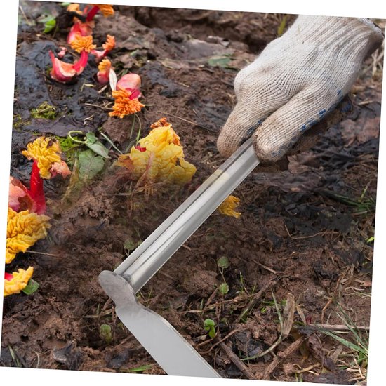 Kleine Schoffel - Tuin Gereedschap - Onkruid Verwijderen - Roestvrij Staal - 35 cm Lengte - Zilver — afbeelding 4
