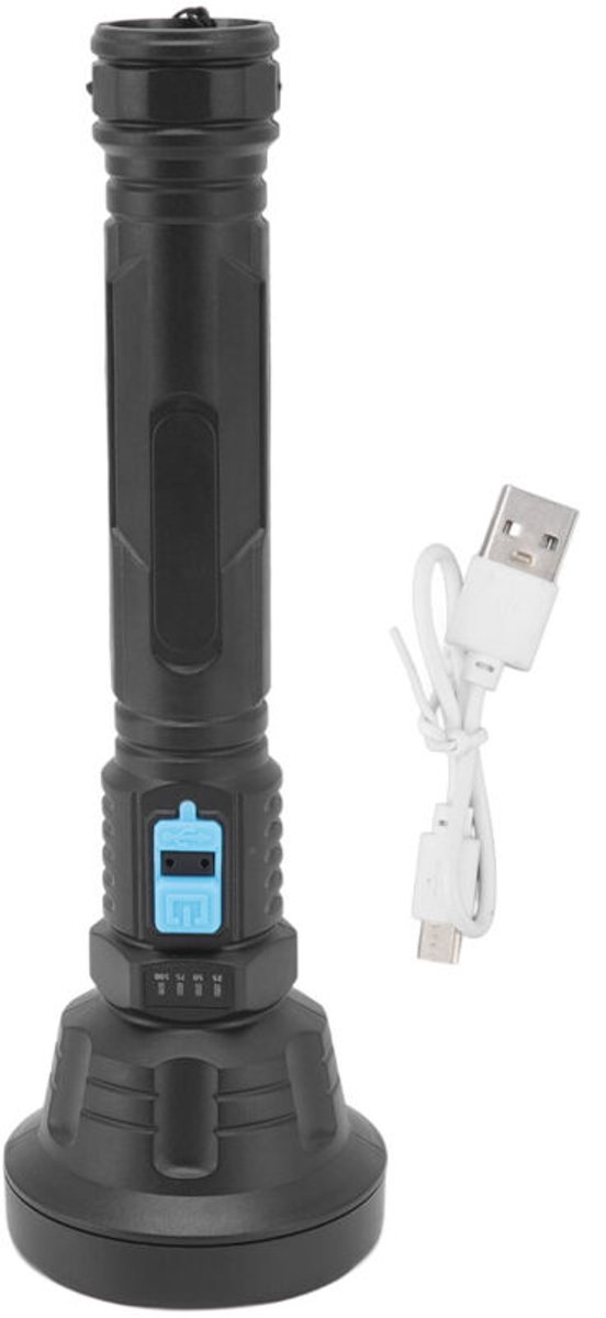 Deze LED-zaklamp ondersteunt opladen via USB, heeft drie batterij-indicatoren, is gemaakt van duurzaam ABS-materiaal en is geschikt voor buitenactiviteiten zoals nachtvissen. Hij biedt bovendien een hoge lichtopbrengst.