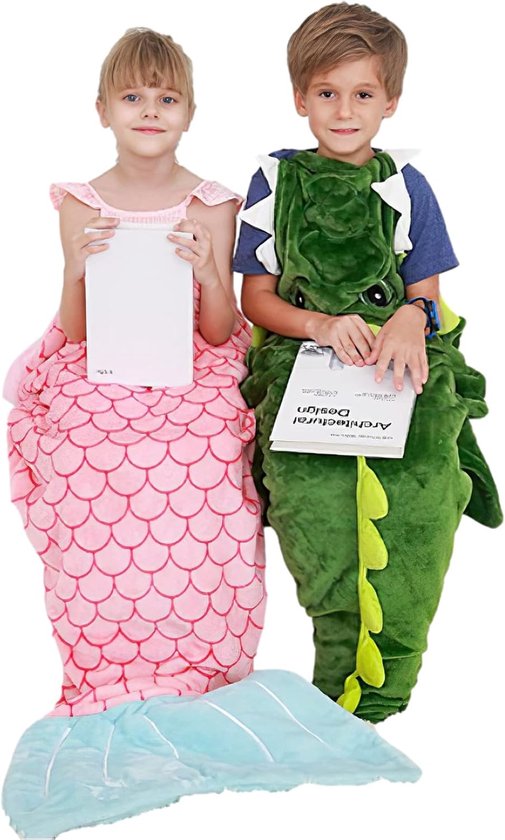Kinderen Slaapzak - Kroko deken - Warm op bank - Zacht verdikt flanel - 155 cm lang - Groen — afbeelding 4