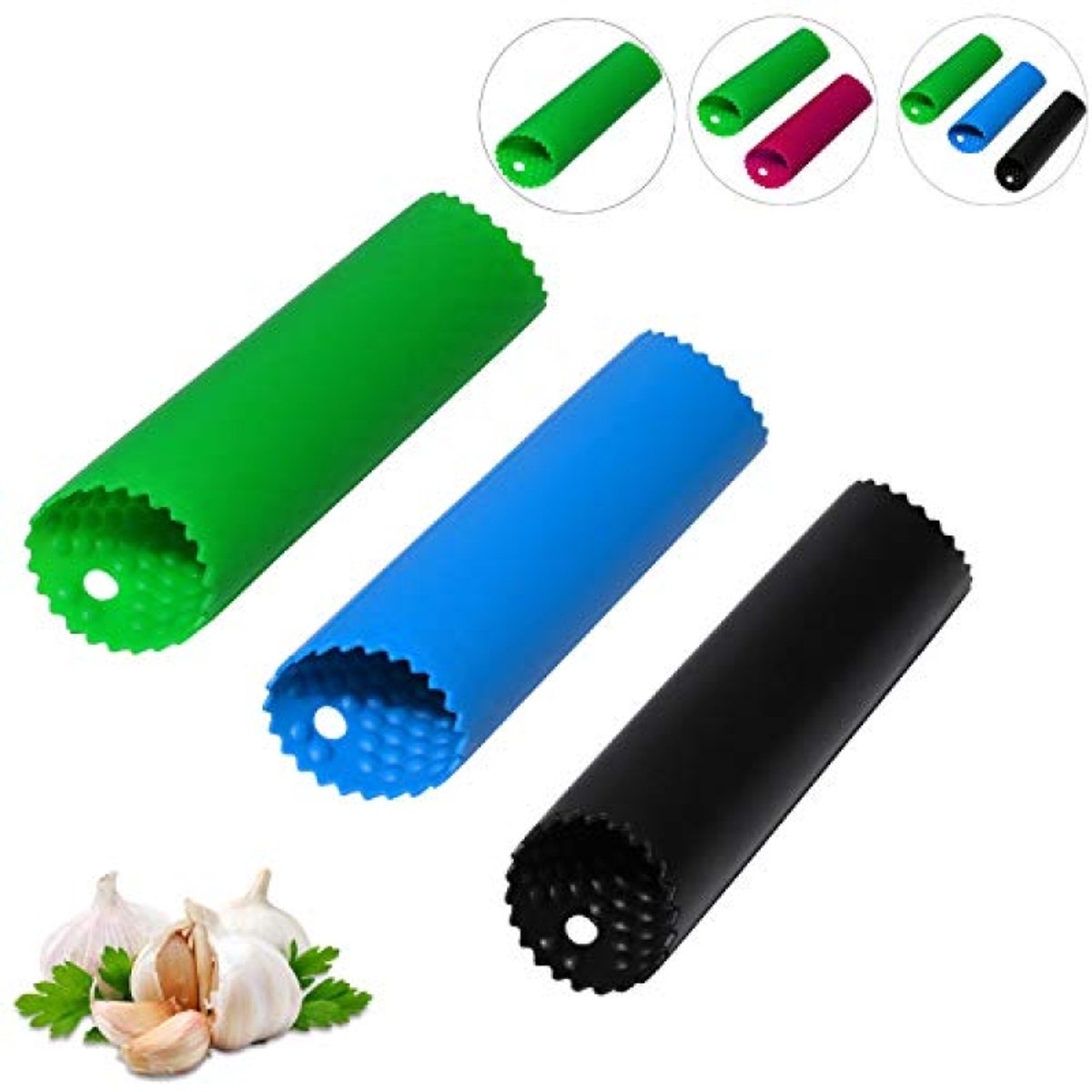 Knoflookpeller Siliconen Rol – Eenvoudig Knoflook Pellen – Keukenhulp – 14 cm – 3 Kleuren