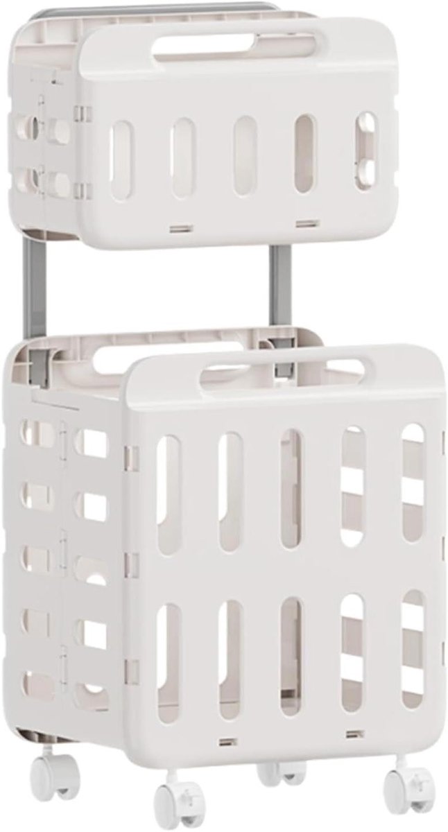 Opvouwbare wasmand Kleding opberger Was sorteren Met wielen 47 x 41 x 14 cm Wit