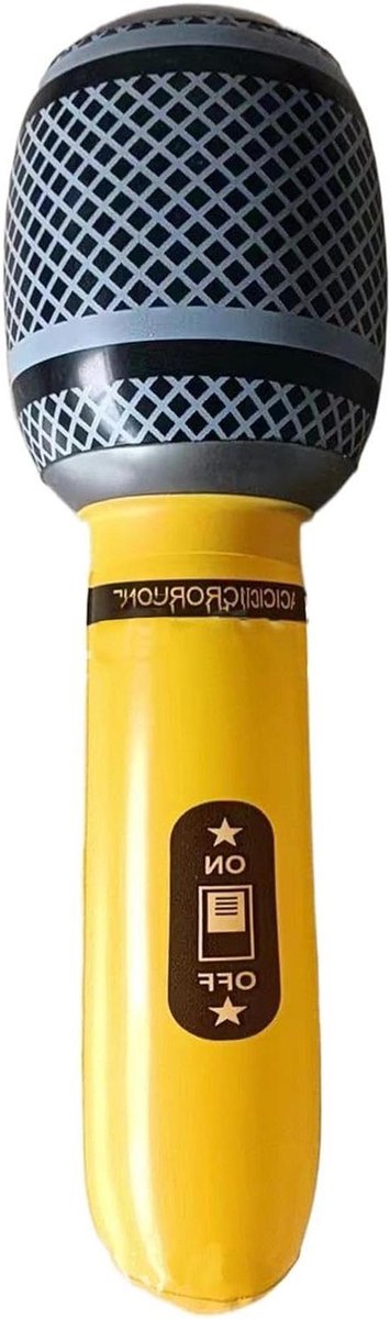 Opblaasbare Microfoon - Speelgoed microfoon - Feest decoratie - Duurzaam PVC materiaal - 35 cm - Geel
