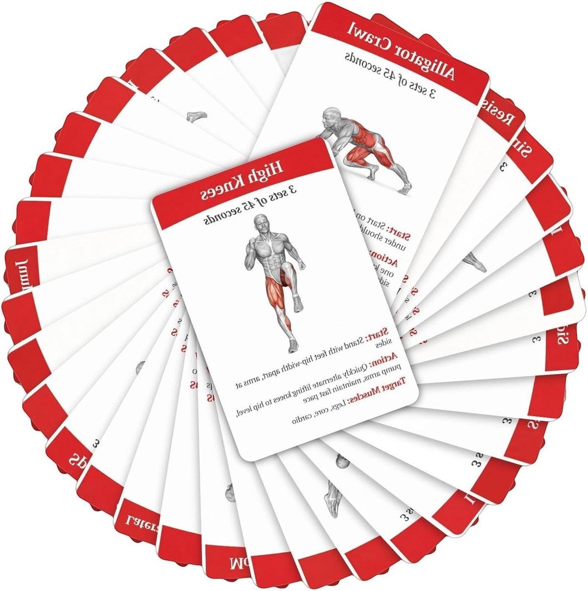 Oefenkaarten Set - Trainingskaarten - Fitness Thuis - Stapsgewijze Gids - 36 Stuks - Meerdere Kleuren