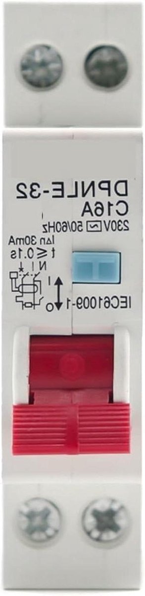 Automatische Schakelaar - Stroomonderbreker - Elektrische Beveiliging - Lekstroom Detectie - 16A - Grijs