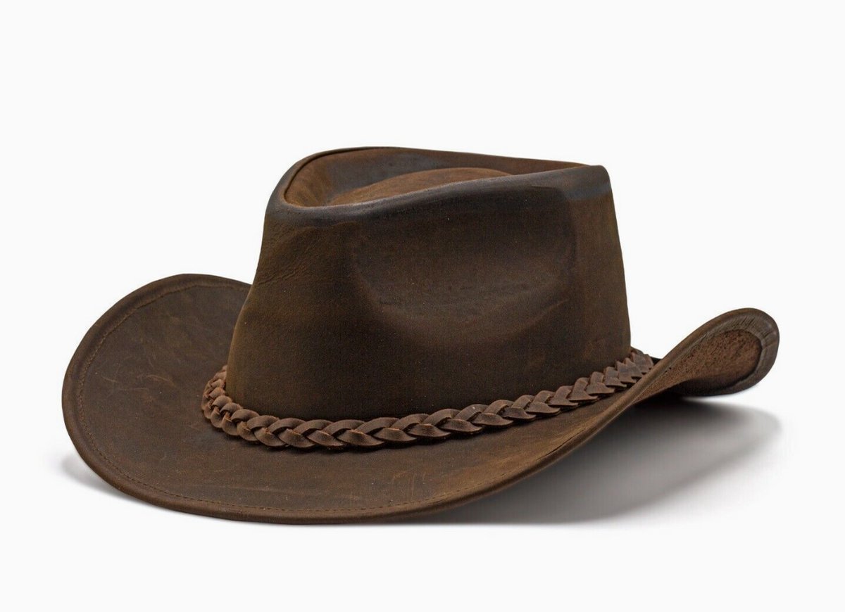 Cowboyhoed - Bruin - Leer - Gebogen rand