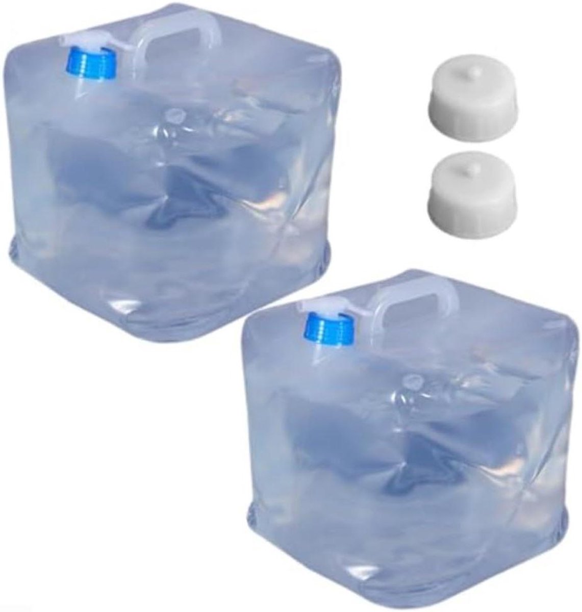Opvouwbare Watercontainers - Draagbare Emmer - Kamperen en Wandelen - Lekvrij Tapontwerp - 2 x 5L - Afgebeeld