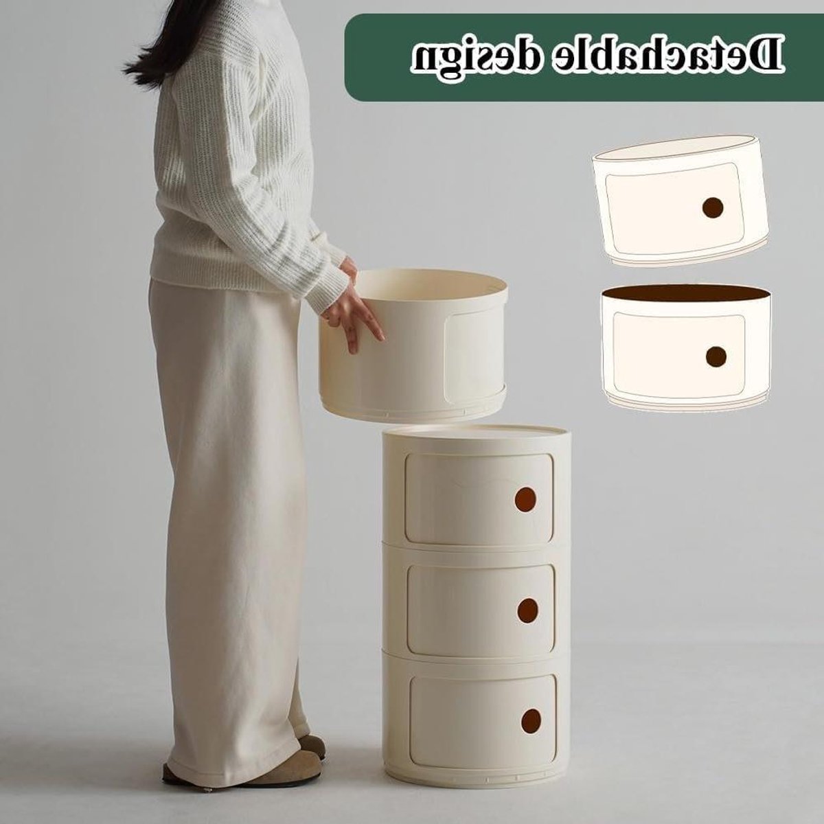 Nachtkastje met laden - Bijzettafel hoekkist - Opbergruimte creëren - Modulair en stapelba