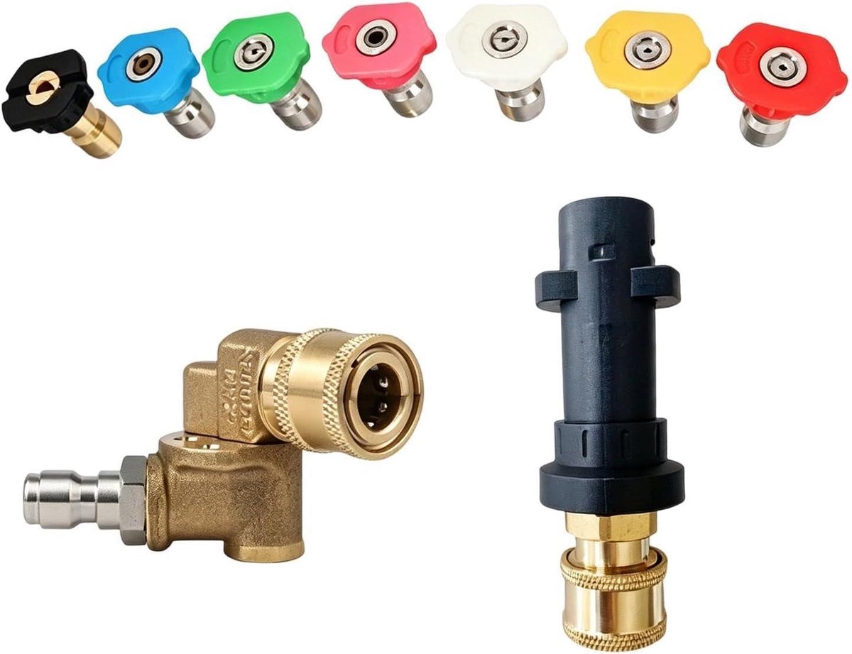Hogedrukreinigertips Set - Sproeikoppen Hogedruk - Efficiënt Reinigen - Meerdere Sproeimodi - 10 x 5 x 3 cm - Zilver